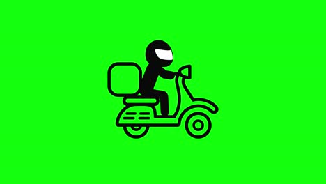 Moto-Scooter-Hombre-Entrega-Icono-Pantalla-Verde